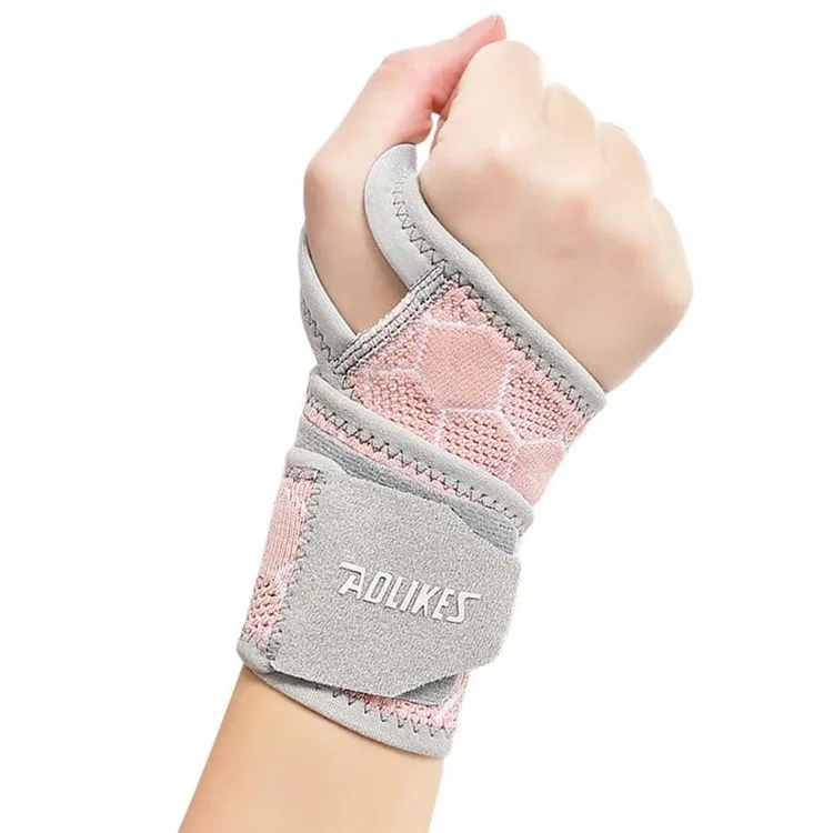 AOLIKES 8001 1Pc Sports Compression Wristband Knitted Bandage Fitness Wrap Wrist Strap - Pink