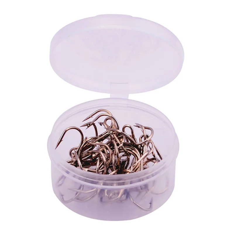 HKBX012 20Pcs Metal Fishing Hooks High Strength Treble Hooks Tackle Set - Style 2 / Silver