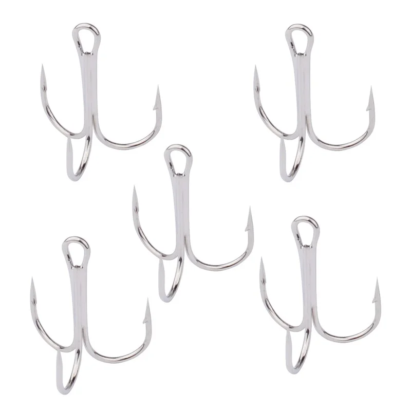 HKBX012 20Pcs Metal Fishing Hooks High Strength Treble Hooks Tackle Set - Style 2 / Silver