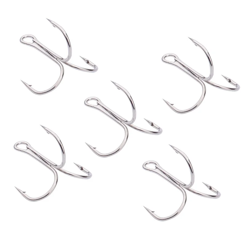 HKBX012 20Pcs Metal Fishing Hooks High Strength Treble Hooks Tackle Set - Style 2 / Silver