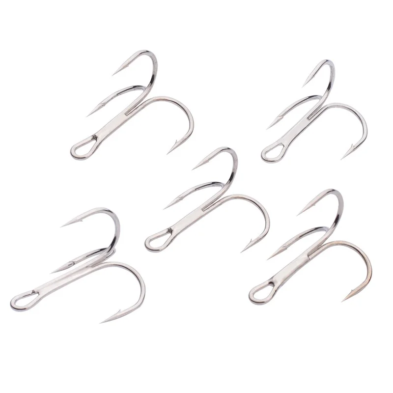 HKBX012 20Pcs Metal Fishing Hooks High Strength Treble Hooks Tackle Set - Style 2 / Silver