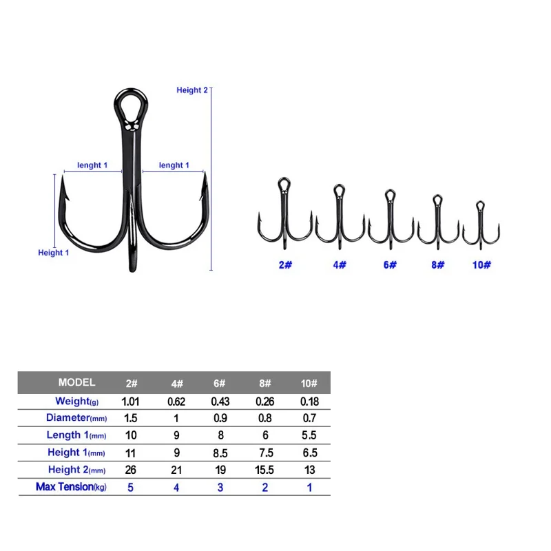 HKBX012 20Pcs Metal Fishing Hooks High Strength Treble Hooks Tackle Set - Style 2 / Silver