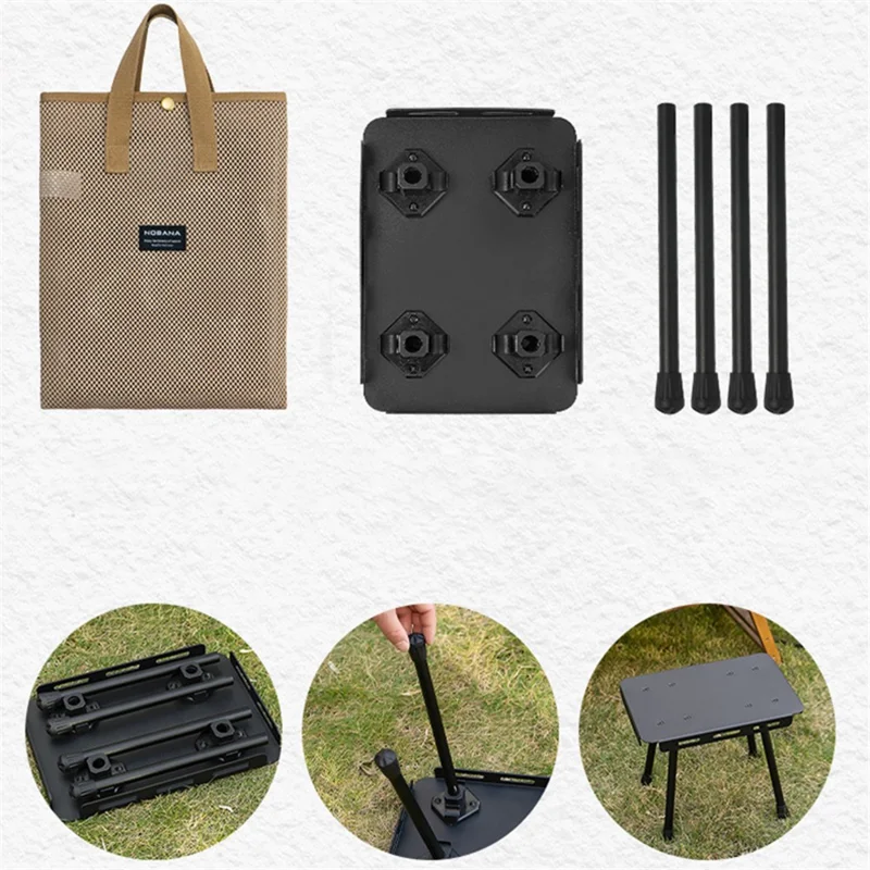 Tabouret de camping tactique CLS pour l'extérieur avec coussin en cuir PU et sac de rangement - Beige