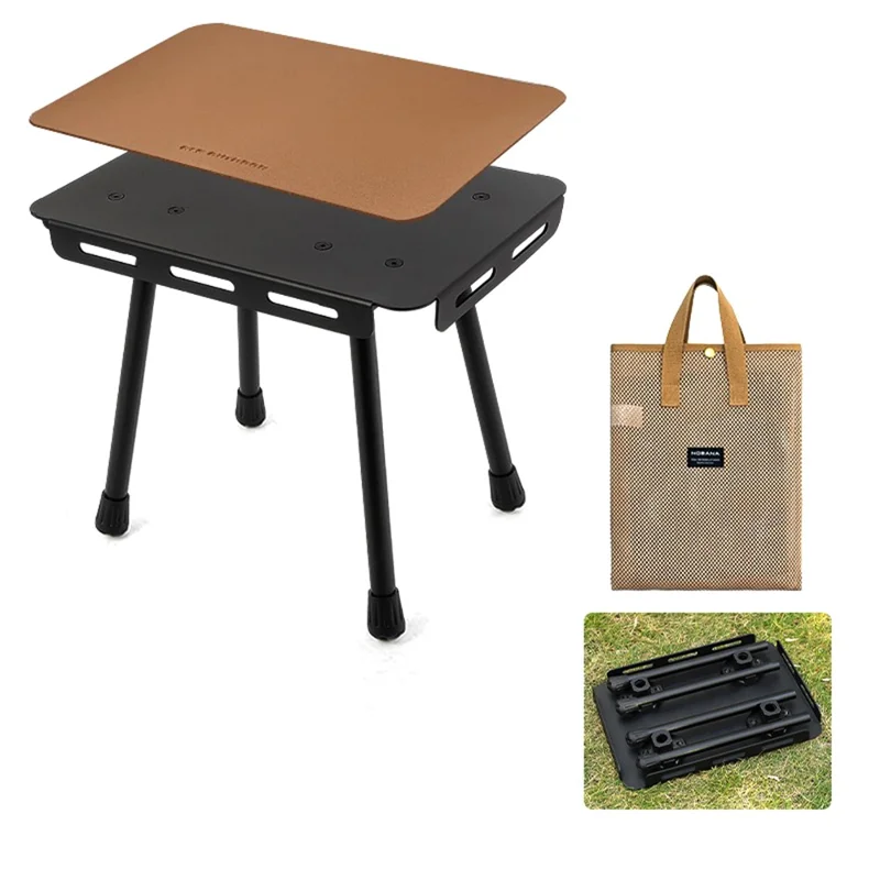 CLS Outdoor Camping Taktischer Hocker Faltbarer Tisch mit PU-Leder-Polster und Aufbewahrungstasche - Braun