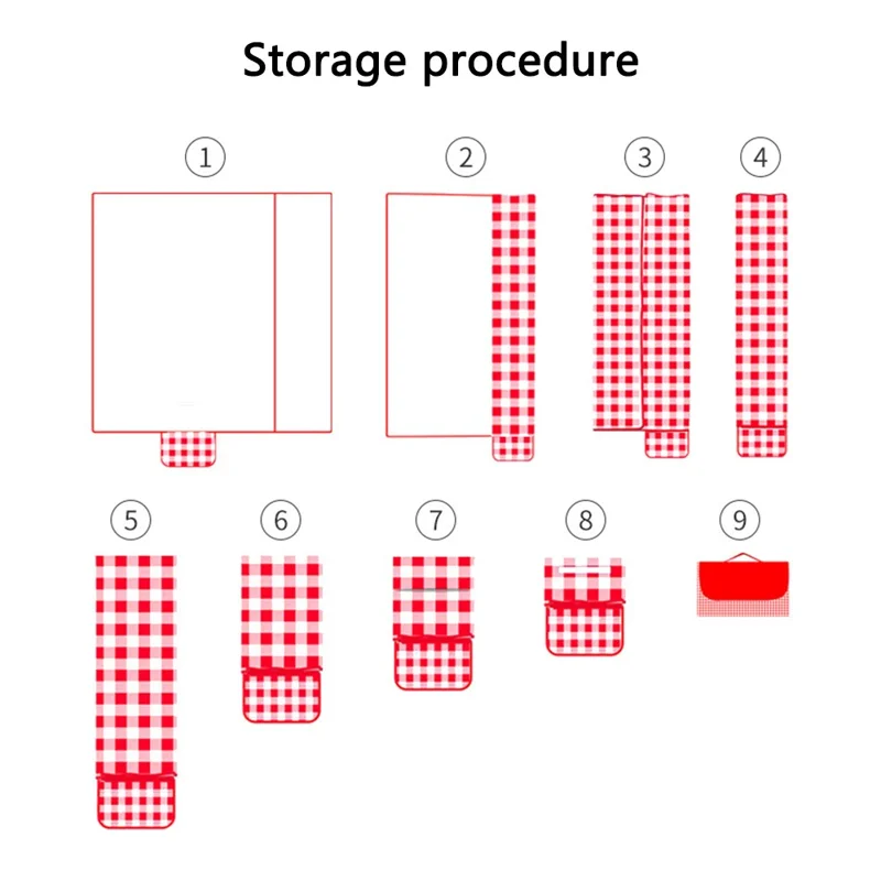 YCD-001 200x200cm Portable Outdoor Picnic Mat 600D Oxford Cloth Moisture-Proof Camping Carpet - Red Grid