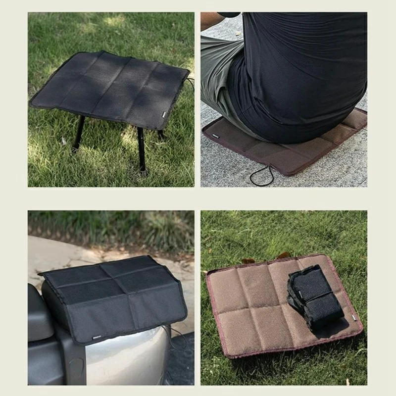 Cuscino di Sedile Pieghevole Esterno Cls da Campeggio Leggero a 8 Pannelli in Nylon. - Nero