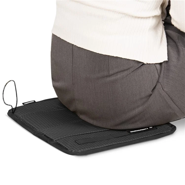 Coussin de siège pliable d'extérieur LUCKSTONE en nylon+UHMWPE+EVA, tapis de siège de camping imperméable - Noir