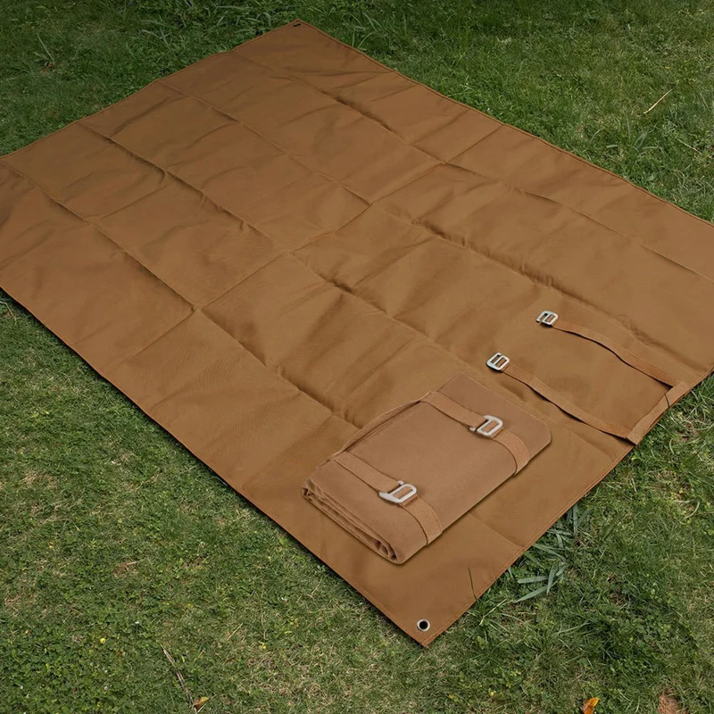 H348 192 x 138cm Waterproof Picnic Blanket Oxford Cloth Folding Camping Mat for Outdoor Beach - Caramel