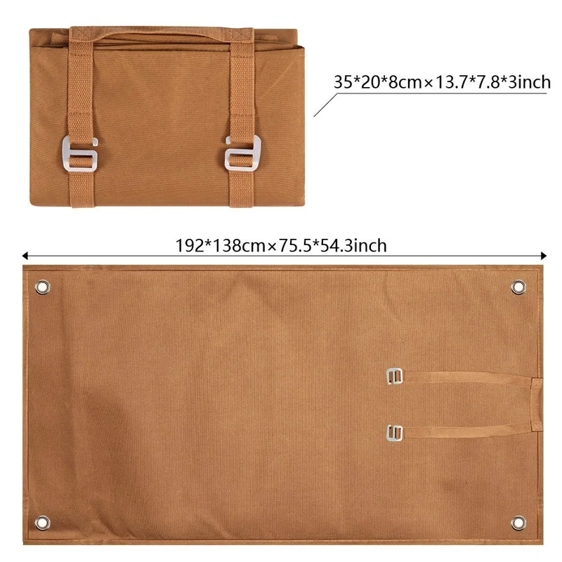 H348 192 x 138cm Waterproof Picnic Blanket Oxford Cloth Folding Camping Mat for Outdoor Beach - Caramel
