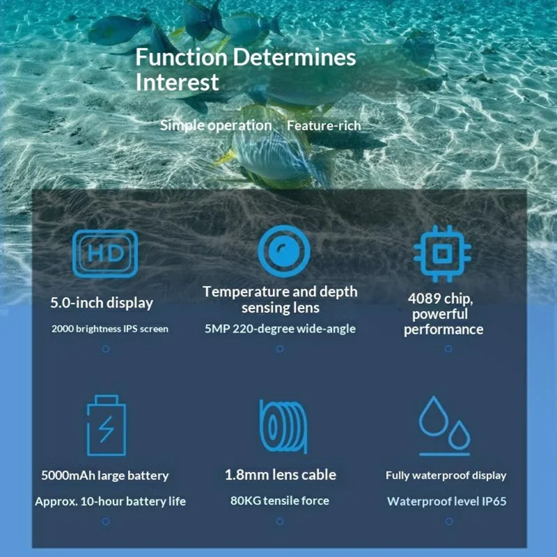 Underwater Fish Finder IP65 Waterproof 5 Inch LCD Fishing Camera with Night Vision / 15m Cable