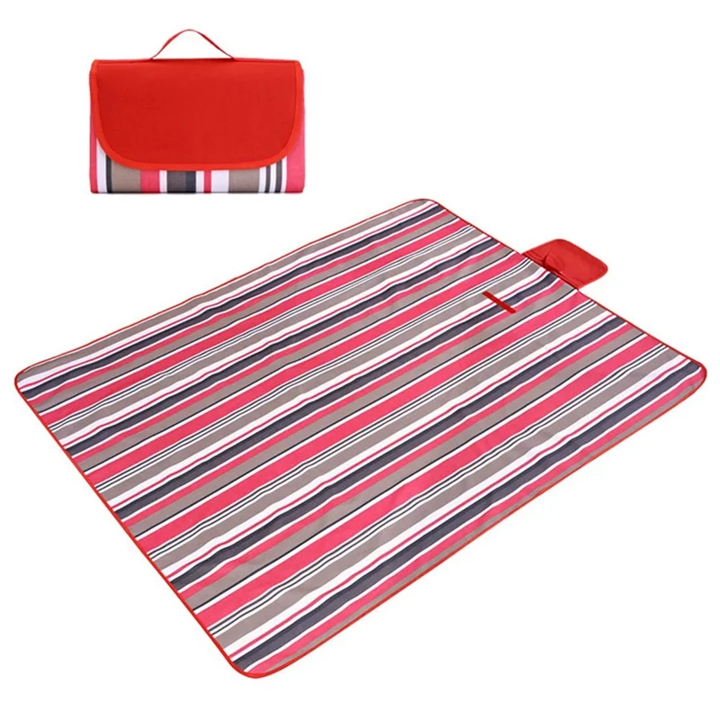 LEVORYEOU LR-987774 200*150cm Portable Outdoor Camping Picnic Mat Foldable Waterproof Lawn Mat - Red Stripes