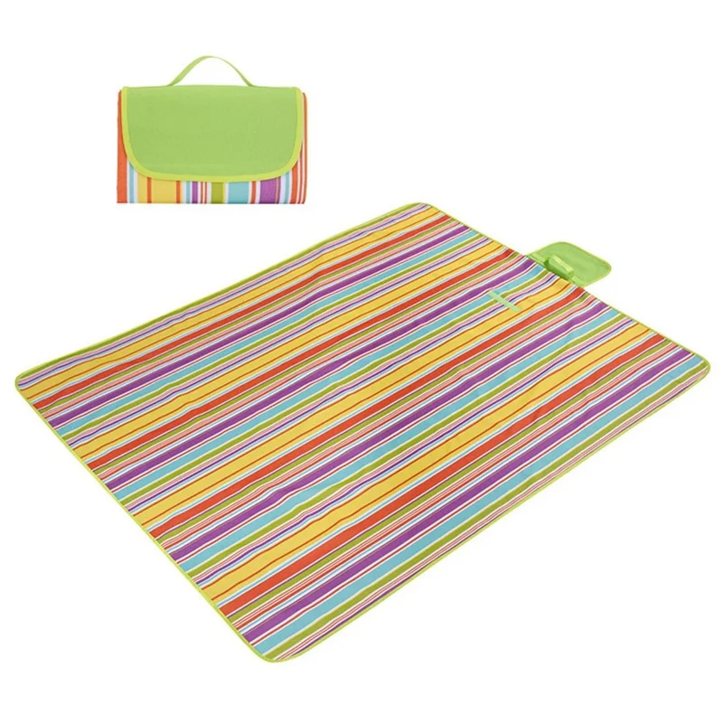 LEVORYEOU LR-987774 200*150cm Portable Outdoor Camping Picnic Mat Foldable Waterproof Lawn Mat - Rainbow Stripes