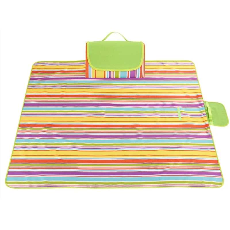 LEVORYEOU LR-987774 200*150cm Portable Outdoor Camping Picnic Mat Foldable Waterproof Lawn Mat - Rainbow Stripes
