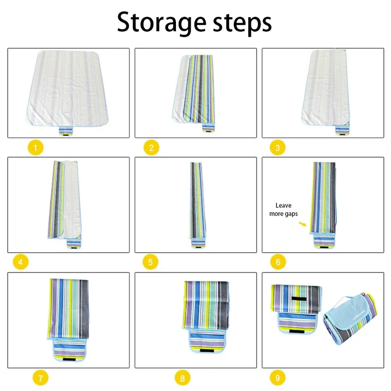 LEVORYEOU LR-987774 200*150cm Portable Outdoor Camping Picnic Mat Foldable Waterproof Lawn Mat - Rainbow Stripes