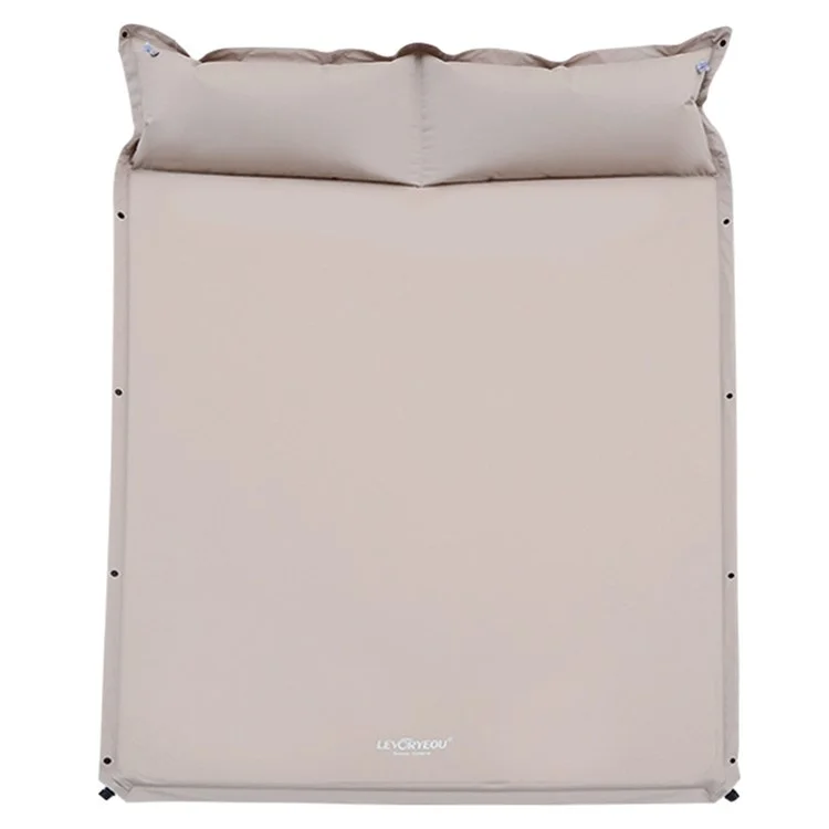 LEVORYEOU QD-8718 Double Person Sleeping Bed 5cm Thicken Automatic Inflatable Cushion Outdoor Camping Splicing Air Mattress with Integrated Pillow, 192*132*5cm - Gold