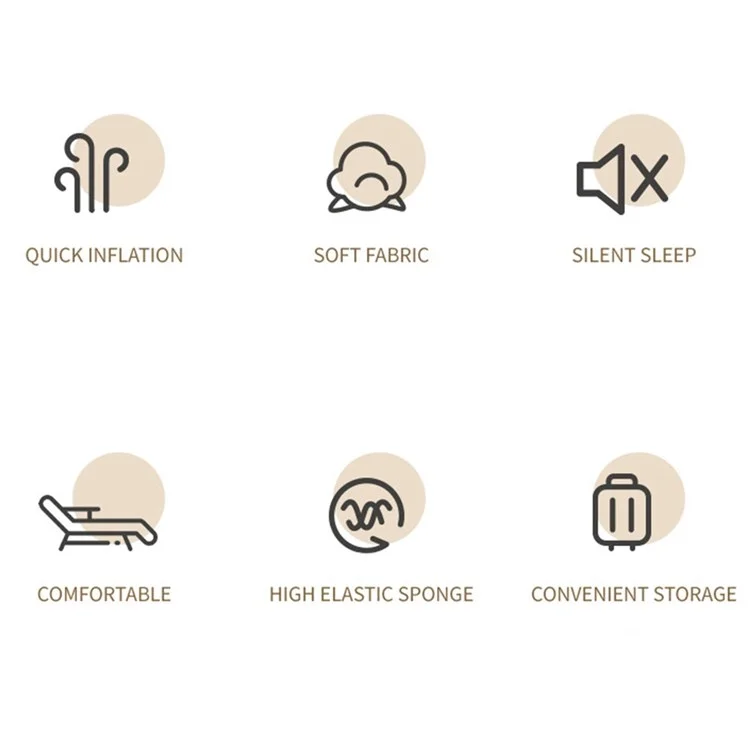 LEVORYEOU QD-8718 Double Person Sleeping Bed 5cm Thicken Automatic Inflatable Cushion Outdoor Camping Splicing Air Mattress with Integrated Pillow, 192*132*5cm - Gold