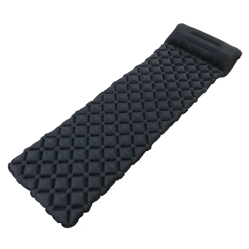 GM-AM01 Outdoor Camping Inflatable Mattress Air Mat Sleeping Cushion Bed with Integrated Pillow - Grey