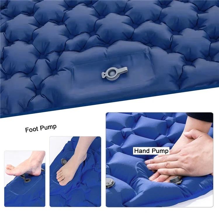 Portable 2 Personnes de Camping Pied Foot Inflation Matelas Aérien Matelas D'air Étanche Pousque de Couchage Avec Oreiller