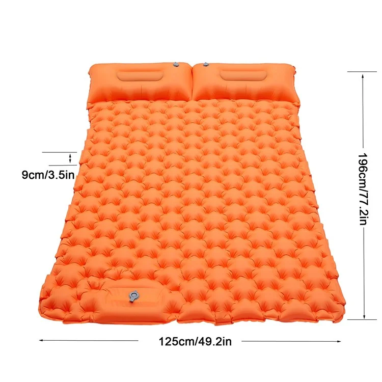 Portable 2 Person Camping Mat Foot Stepping Inflation Air Mattress Waterproof Sleeping Pad with Pillow