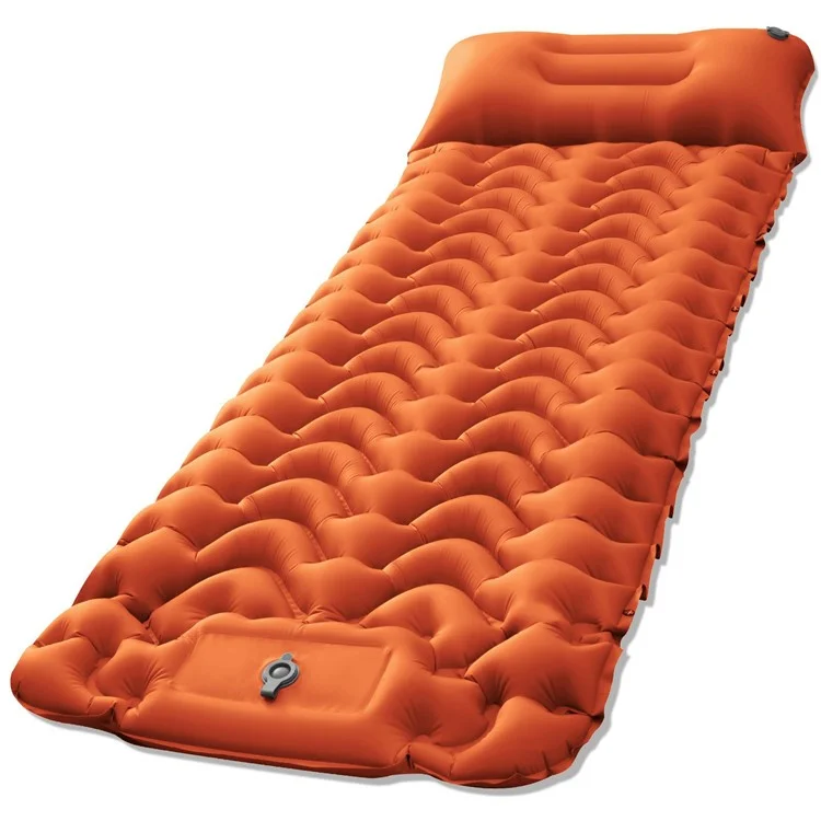 Projeto de Forma de Onda Inflação de Acampamento ao ar Livre Inflação Portátil de ar Portátil de ar Portátil Com Travesseiro - Laranja