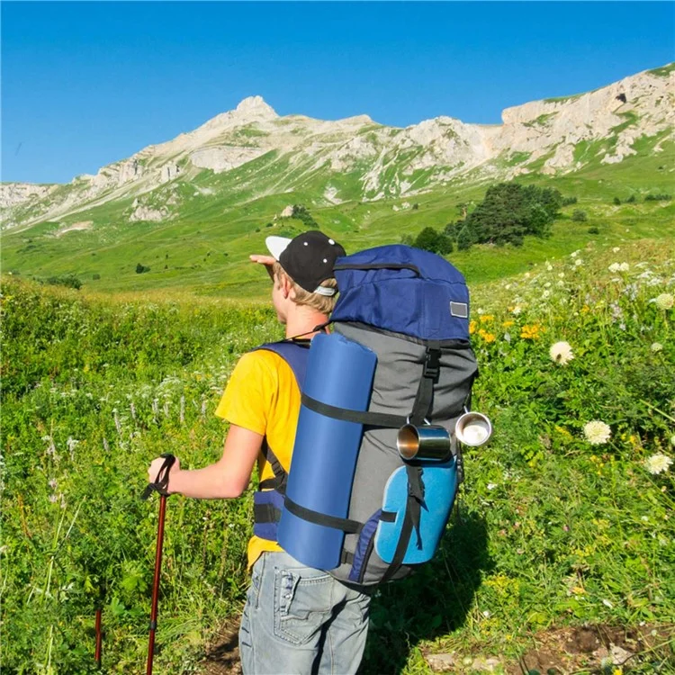 Foot Pump Portable Sleeping Pad Outdoor Camping Hiking Inflatable Air Mattress with Pillow - Grey