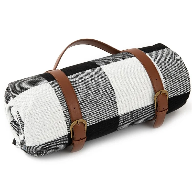 1409 150x200cm Portable Outdoor Moisture-proof Picnic Mat Camping Hiking Lawn Mat Carpet - Black / Grey / White Grid