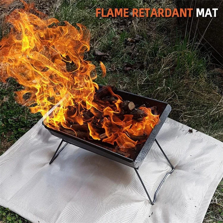 CLS Mini 30x30cm Paño ignífugo para barbacoa al aire libre Camping Picnic Barbacoa Alfombra de aislamiento térmico de fibra de vidrio Resistente a las llamas 