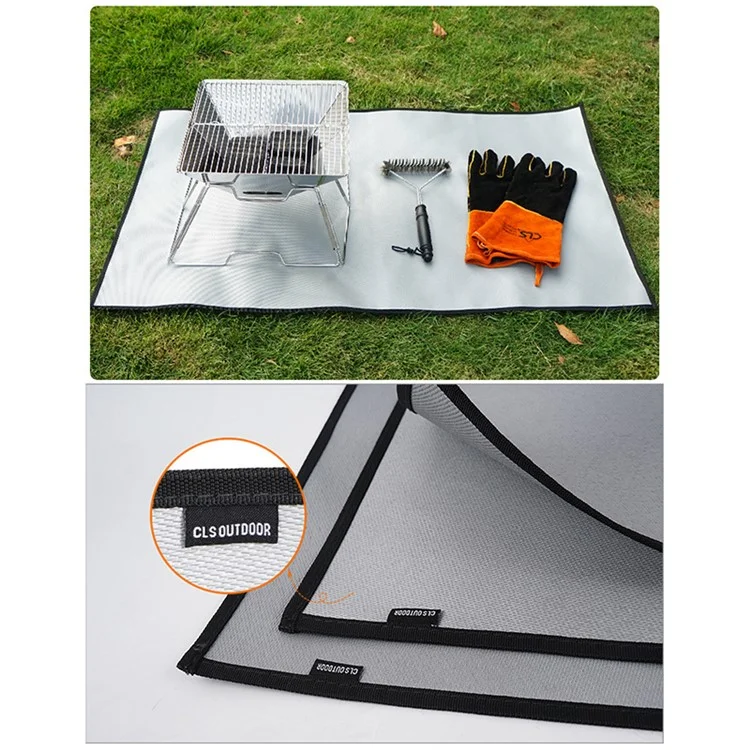 CLS Heat Insulation Pad Flame Retardant Fireproof Cloth for Outdoor Picnic Barbecue Camping, Size S, 46x35cm