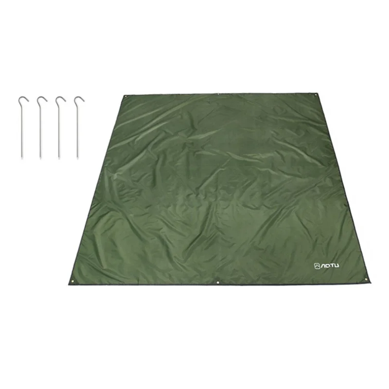 AOTU 220x150cm Portable Moisture-proof Picnic Mat 420D Oxford Cloth Camping Lawn Mat Carpet with Ground Nail - Army Green