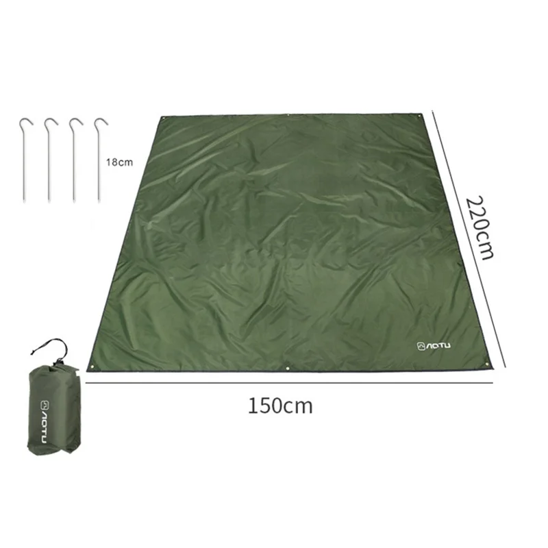AOTU 220x150cm Portable Moisture-proof Picnic Mat 420D Oxford Cloth Camping Lawn Mat Carpet with Ground Nail - Army Green