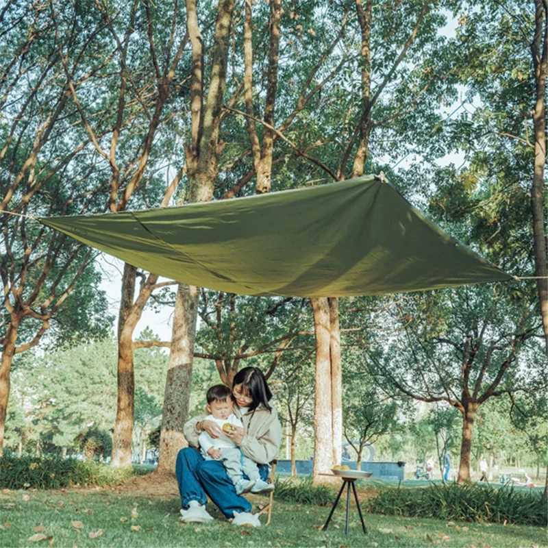 AOTU 220x150cm Portable Moisture-proof Picnic Mat 420D Oxford Cloth Camping Lawn Mat Carpet with Ground Nail - Army Green