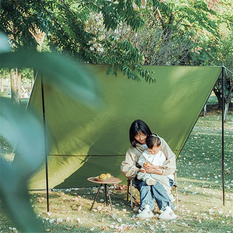 AOTU 220x150cm Portable Moisture-proof Picnic Mat 420D Oxford Cloth Camping Lawn Mat Carpet with Ground Nail - Army Green