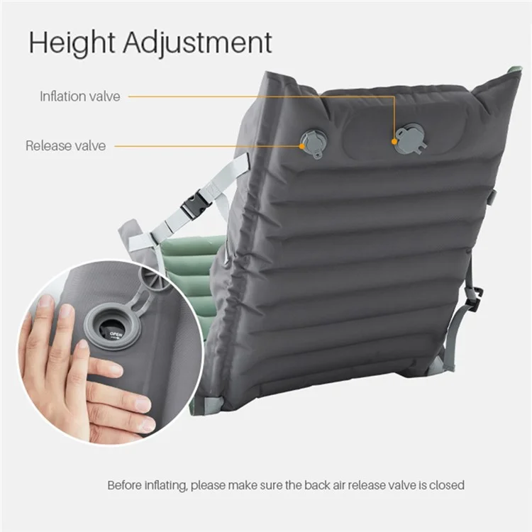 GM-z01 Verstellbarer Outdoor-Aufblasbarer Sitzkissen 40D Nylon Camping Picknick Strandkorb - Grün