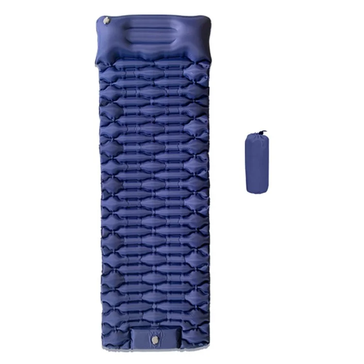 GM-AM25 Nylon+TPU Aufblasbarer Schlafmat Presstyp Luftmatratze Campingmatte mit Kissen - Dunkelblau