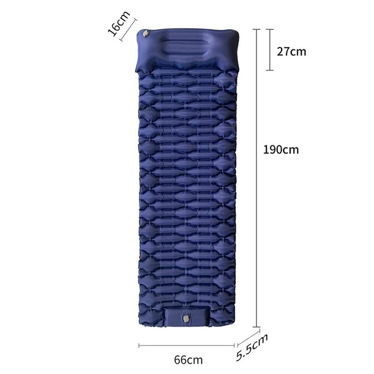 GM-AM25 Nylon+TPU Inflatable Sleeping Mat Press-type Inflation Air Mattress Camping Pad with Pillow - Dark Blue