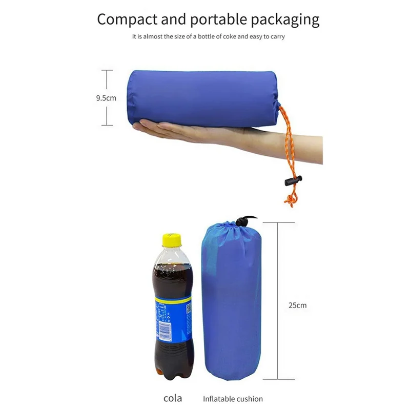 GM-AM25 Nylon+TPU Inflatable Sleeping Mat Press-type Inflation Air Mattress Camping Pad with Pillow - Blue