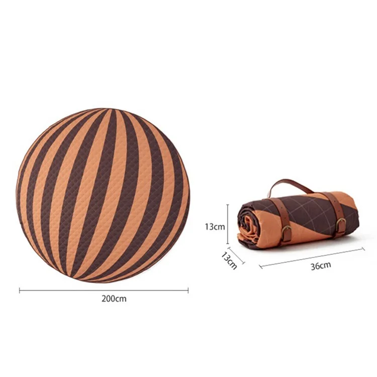 200cm Round Moisture-proof Picnic Mat Outdoor Camping Carpet with Webbing Strap - Autumn