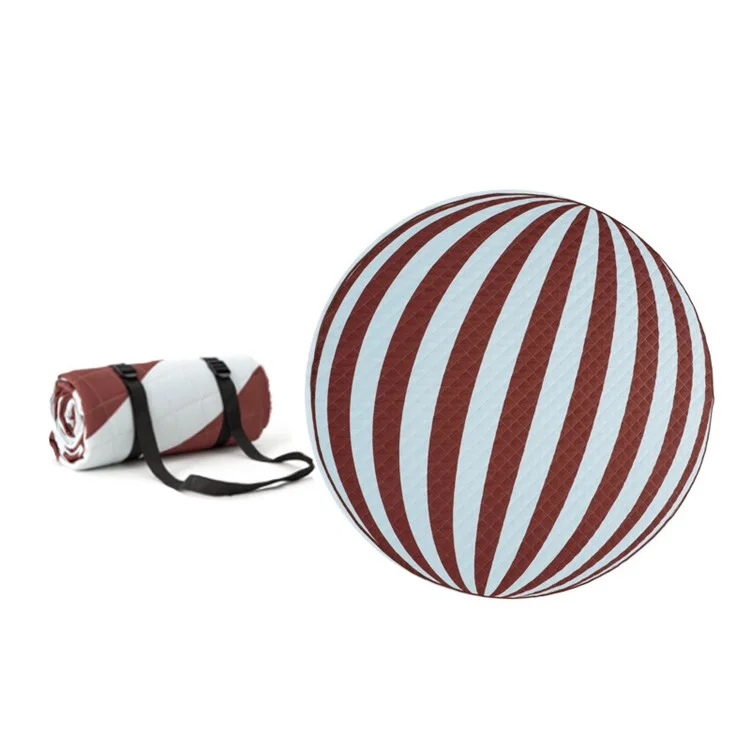 200cm Round Moisture-proof Picnic Mat Outdoor Camping Carpet with Webbing Strap - Winter