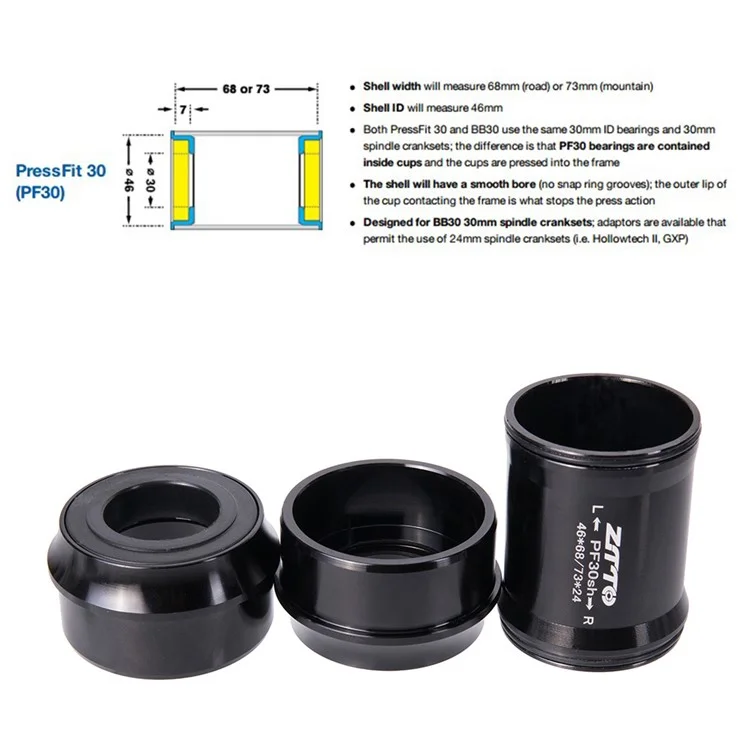 ZTTO PF30SH MTB Rennrad Pressfit Kurbelgarnitur Innenlager (Außendurchmesser: 46 mm, Innendurchmesser: 24 mm)