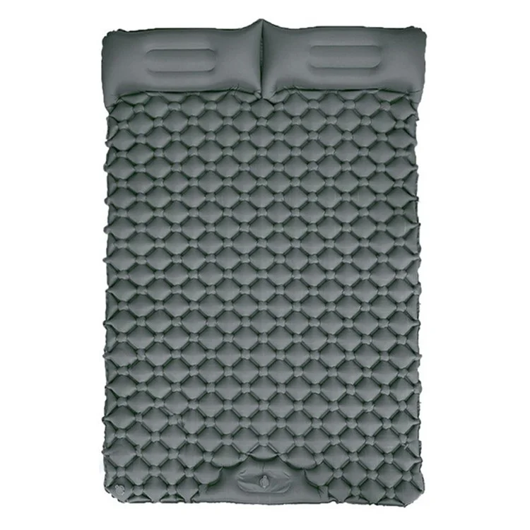 GM-SR01 Colchão Inflável de Acampamento Duplo 190x122cm com Bomba Embutida e Almofadas - Cinza Escuro