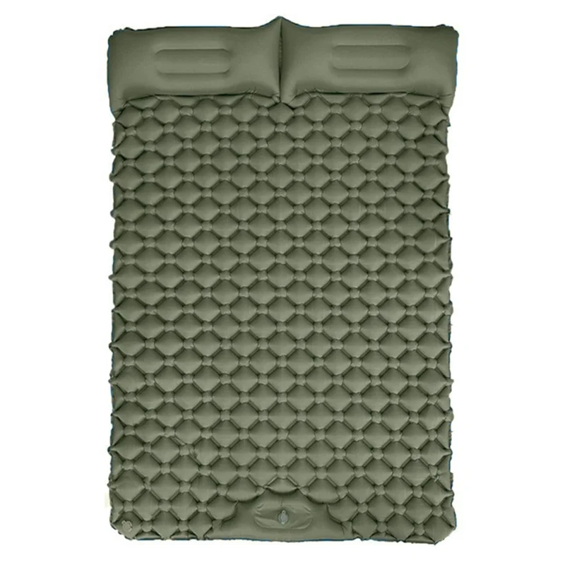 GM-SR01 Double Sleeping Mat 190x122cm Inflatable Camping Mattress Built-in Pump with Pillows - Army Green