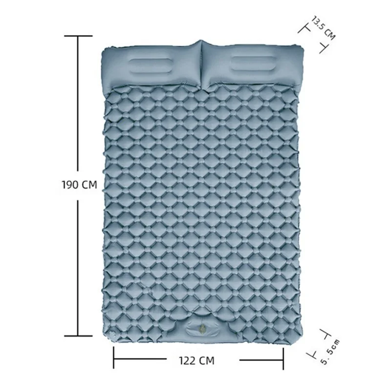 GM-SR01 Double Sleeping Mat 190x122cm Inflatable Camping Mattress Built-in Pump with Pillows - Army Green