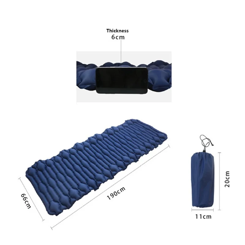 GM-AM20 Camping Mat Inflatable Sleeping Mat Nylon+TPU Sleeping Pad - Black