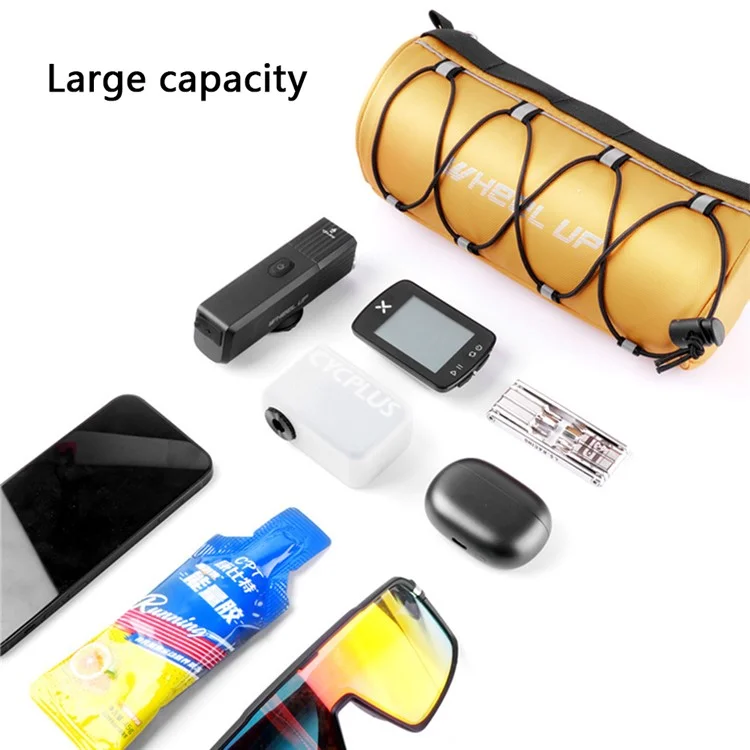WHEEL UP D31 Cylinder Shape 1.1L Bike Handlebar Bag Bicycle Front Tube Bag Cycling Pouch - Yellow