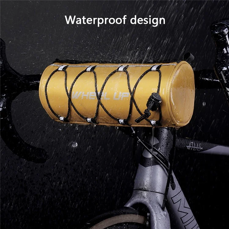 WHEEL UP D31 Cylinder Shape 1.1L Bike Handlebar Bag Bicycle Front Tube Bag Cycling Pouch - Yellow