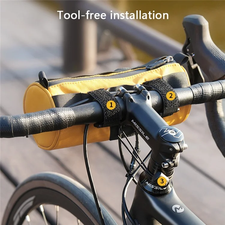 WHEEL UP D31 Cylinder Shape 1.1L Bike Handlebar Bag Bicycle Front Tube Bag Cycling Pouch - Yellow
