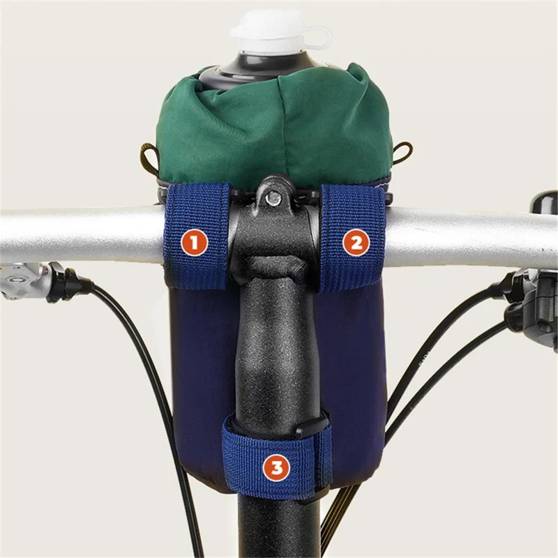GOE SH007 Stylish Bicycle Bottle Holder Pouch Drawstring Cycling Water Bottle Storage Bag - Navy Blue