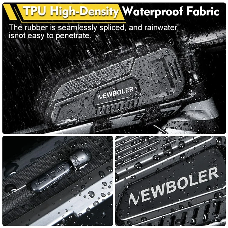 NEWBOLER BAG036 Bolsa de tubo de bicicleta de carcaça rígida, bolsa impermeável para armazenamento de telefone para bicicleta MTB