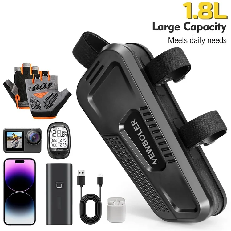 NEWBOLER BAG036 Bolsa de tubo de bicicleta de carcaça rígida, bolsa impermeável para armazenamento de telefone para bicicleta MTB