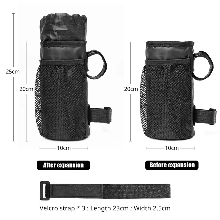 BAG010 2PCS 20x10.5x10.5cm Bicycle Water Bottle Storage Bags Bike Handlebar Bags (Size, L)
